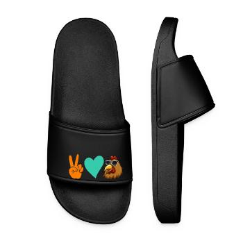 Hühner Henne - Frauen Badelatschen - Schwarz - Vorne