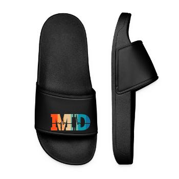Retro heartbeat medical doctor - Women’s Pool Sliders - black - Front
