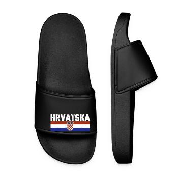 Hrvatska Croatie Croatie Vacances Drapeau croate - Claquettes Femme - noir - Devant