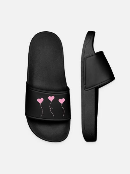 heart - Women’s Pool Sliders - black