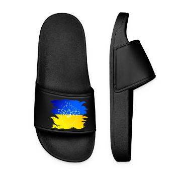 Ukraine flag with dove of peace - Women’s Pool Sliders - black - Front