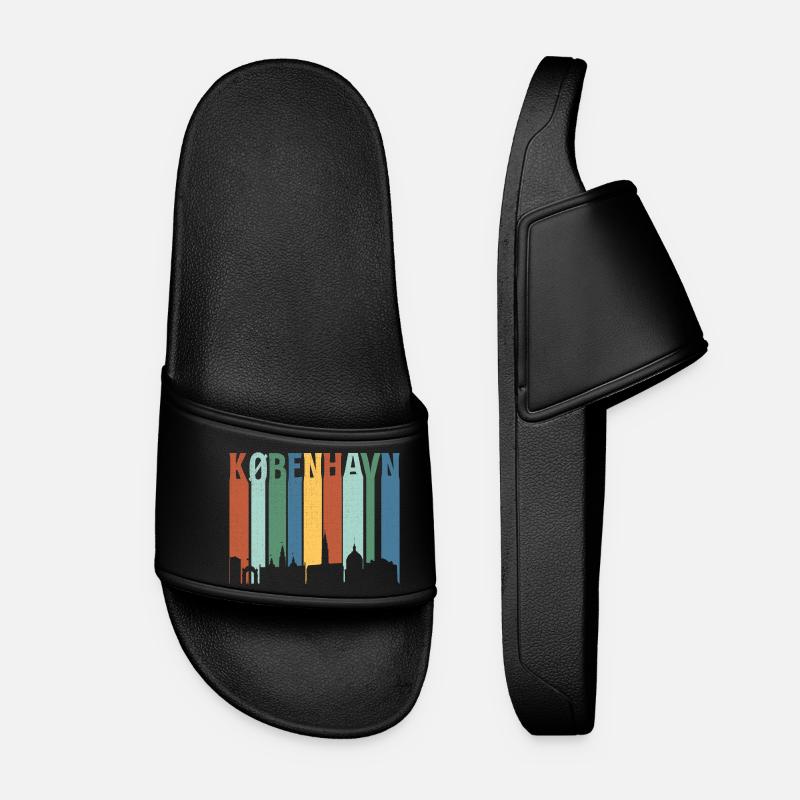 København Neon Skyline Pattern - Women’s Pool Sliders - black
