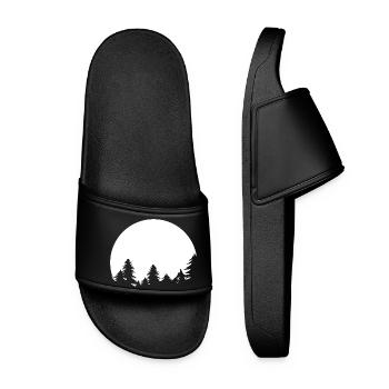 Moon, Forest, Trees, Nature, Shadow, Evening, Tranquility Symbol - Women’s Pool Sliders - black - Front