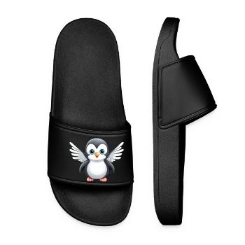 Süßer Pinguin Engel - Frauen Badelatschen - Schwarz - Vorne