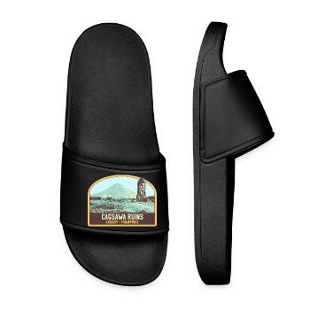 Ruins of Cagsawa, Mayon Volcano, Philippines - Women’s Pool Sliders - black - Front
