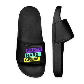 Party Hard Crew Member Team Club Friends Celebrate - Women’s Pool Sliders - black - Front