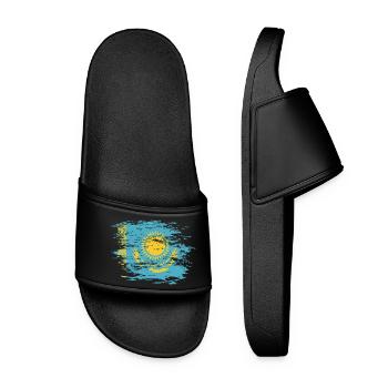 Kazakhstan flag used - Women’s Pool Sliders - black - Front