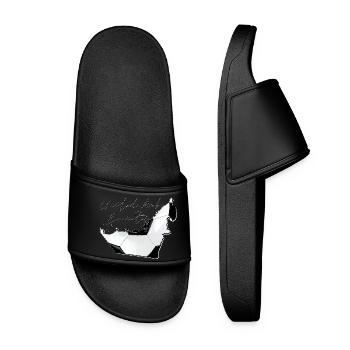 (Émirats arabes unis) Carte des Émirats encadrée vrai football FR - Claquettes Femme - noir - Devant