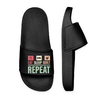 Eat Sleep Quilt Repeat Quilter Quilting Sewing - Women’s Pool Sliders - black - Front