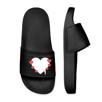 Speech bubble with hearts - Women’s Pool Sliders - black - Front