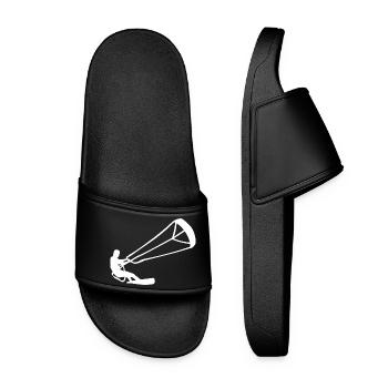 Kitesurfer Silhouette Kiteboarding Adrenaline Sport - Women’s Pool Sliders - black - Front