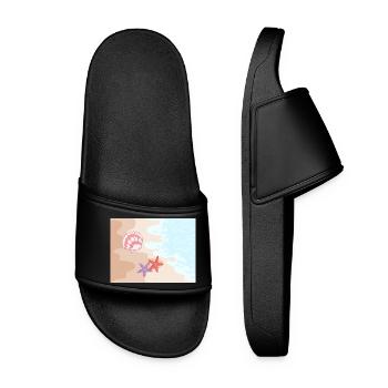 Plage d’été, étoiles de mer et coquillages - Claquettes Femme - noir - Devant