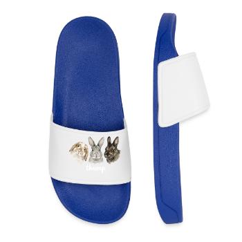 Fun rabbit knocking for rabbit lovers - Women’s Pool Sliders - royal blue - Front