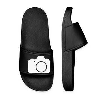 Kamera Linien-Icon Design - Frauen Badelatschen - Schwarz - Vorne