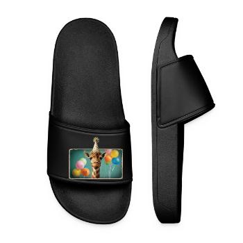 Giraffe Animals Zoo Party Jungle Zoo Birthday - Women’s Pool Sliders - black - Front