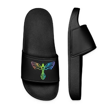 The flight of the multicolored bird - Women’s Pool Sliders - black - Front