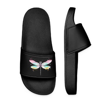 Dragonfly with watercolor wings - Women’s Pool Sliders - black - Front