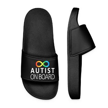 Autist on Board: Neurodiversity Stickers - Women’s Pool Sliders - black - Front