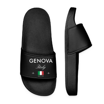 Genoa Italy Coordinates Travel Souvenir - Women’s Pool Sliders - black - Front