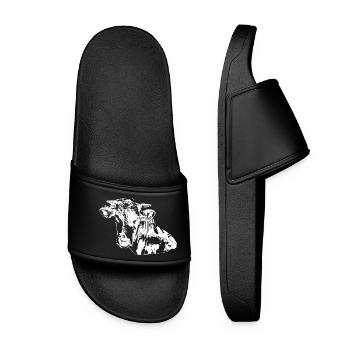Cow Cows Silhouettes Cow Head White - Women’s Pool Sliders - black - Front