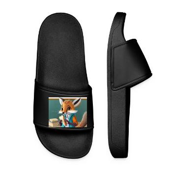 mignon petit renard démoniaque vie quotidienne – déjeuner - Claquettes Femme - noir - Devant