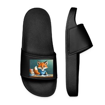mignon petit renard démon de la vie quotidienne - est en train de lire - Claquettes Femme - noir - Devant