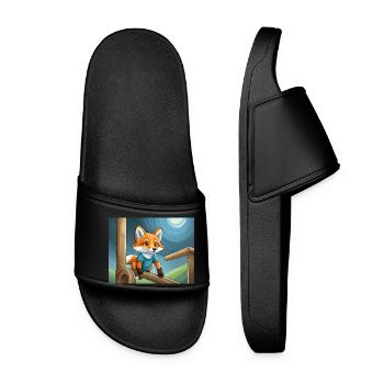 mignon petit renard démon vie quotidienne - aire de jeux - Claquettes Femme - noir - Devant
