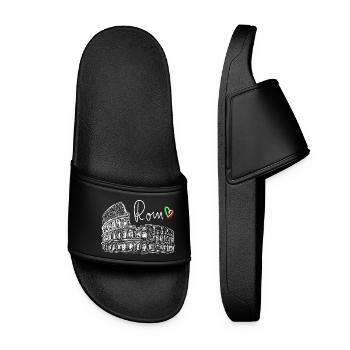 Hand Drawn Colosseum Rome White on Black - Women’s Pool Sliders - black - Front