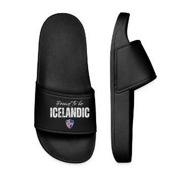 Icelandic Pride, Iceland Flag - Women’s Pool Sliders - black - Front