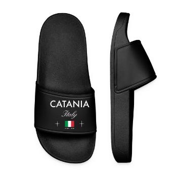 Catania Sicily Coordinates Travel Souvenir - Women’s Pool Sliders - black - Front