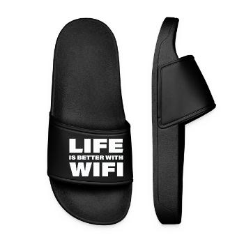 LIFE IS BETTER WITH WIFI - Frauen Badelatschen - Schwarz - Vorne