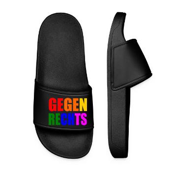 Gegen rechts - Frauen Badelatschen - Schwarz - Vorne