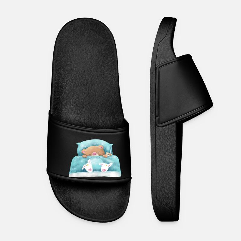 Teddy Bear is sleeping - Women’s Pool Sliders - black