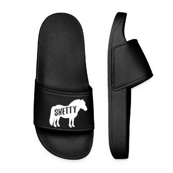 Shetty Shetland pony horse rider ladies girls - Women’s Pool Sliders - black - Front
