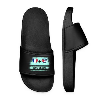 Flagge Frankreich und Kuba 100% genial - Frauen Badelatschen - Schwarz - Vorne