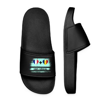 Drapeau de la France et de la Roumanie 100% génial - Claquettes Femme - noir - Devant