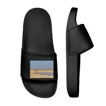 giraffe and Landscape in a Etosha National Park - Women’s Pool Sliders - black - Front