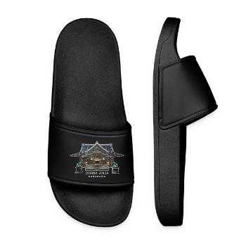 Oyama-jinja, sanctuaire à Kanazawa, Japon, dessin - Claquettes Femme - noir - Devant