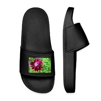Dahlie, Blume, Blüte rot - Frauen Badelatschen - Schwarz - Vorne