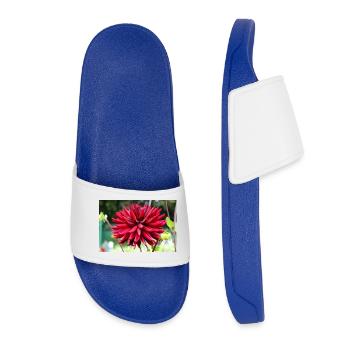 Dahlie rot Blüte ,Blume - Frauen Badelatschen - Königsblau - Vorne