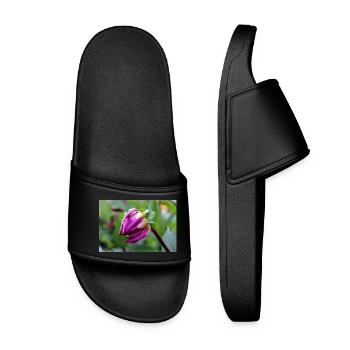 Dahlie rot violett Blüte ,Blume - Frauen Badelatschen - Schwarz - Vorne