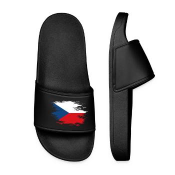 Czech Republic flag used design - Women’s Pool Sliders - black - Front