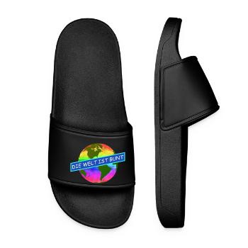 die welt ist bunt komtinente auf regenbogenfarben - Frauen Badelatschen - Schwarz - Vorne