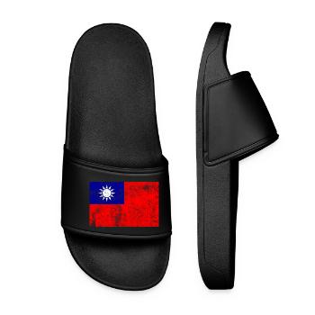 Taiwan Flag Flag Grunge Retro Vintage - Women’s Pool Sliders - black - Front