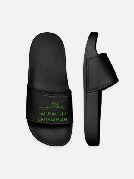 Heartbeat Of A Vegetarian - Women’s Pool Sliders - black