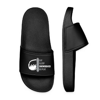 Snowboarding Snowboarder Eat sleep snowboard  - Women’s Pool Sliders - black - Front