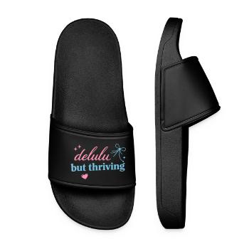 Delhu Thriving Script Logo - Frauen Badelatschen - Schwarz - Vorne