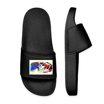 Lignes de batailles de couleur - Claquettes Femme - noir - Devant
