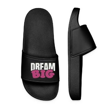 Dream Big Bold Pink Typography - Women’s Pool Sliders - black - Front