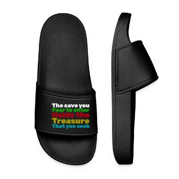 Courage Through Fear: Treasure Quote - Women’s Pool Sliders - black - Front